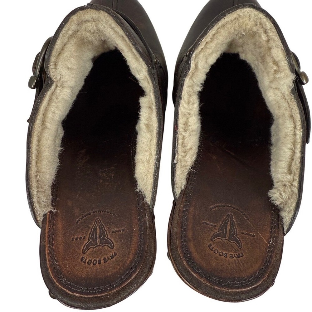 Frye Ella Leather Mule Clogs, Brown, Studded Wooden Platform and Heel, Size 8.5 - Picture 9 of 12